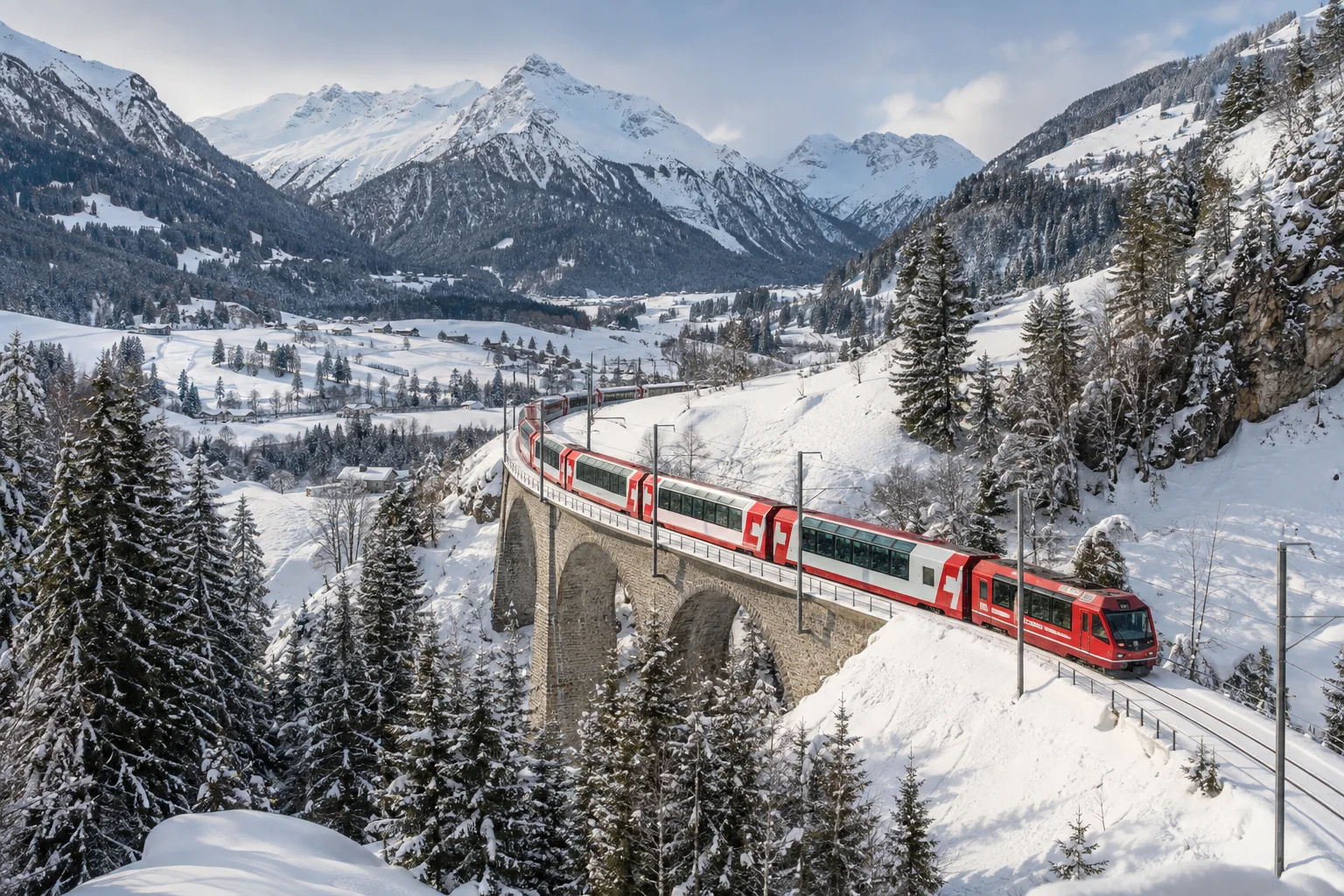 Glacier Express no inverno: vale a pena fazer a viagem com neve?